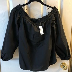 NWT JCrew Black Off shoulder long sleeve blouse